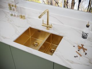 Мойка кухонная Paulmark Gerberg PM225944-BGL левая брашированное золото